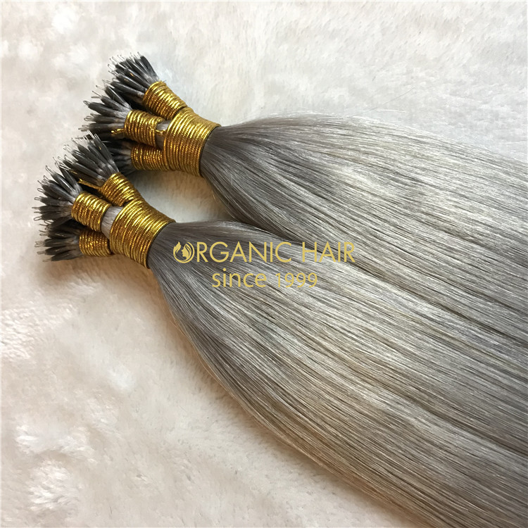 Human nano ring hair extensions silver color X114